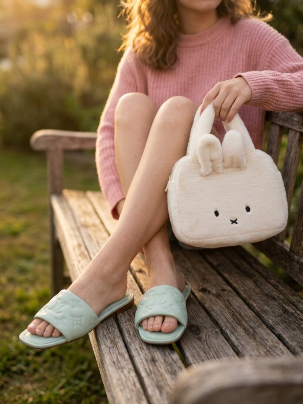 Miffy White Plush Bunny Stuffed Animal Purse Tote Bag Fluffy Faux Fur